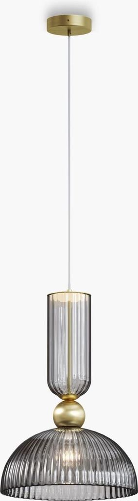 Hängelampe Rauchglas Metall E27 2700 K warmweiß 510 lm rund D: 30 cm H: max. 345,5 cm in Gold Grau Modern