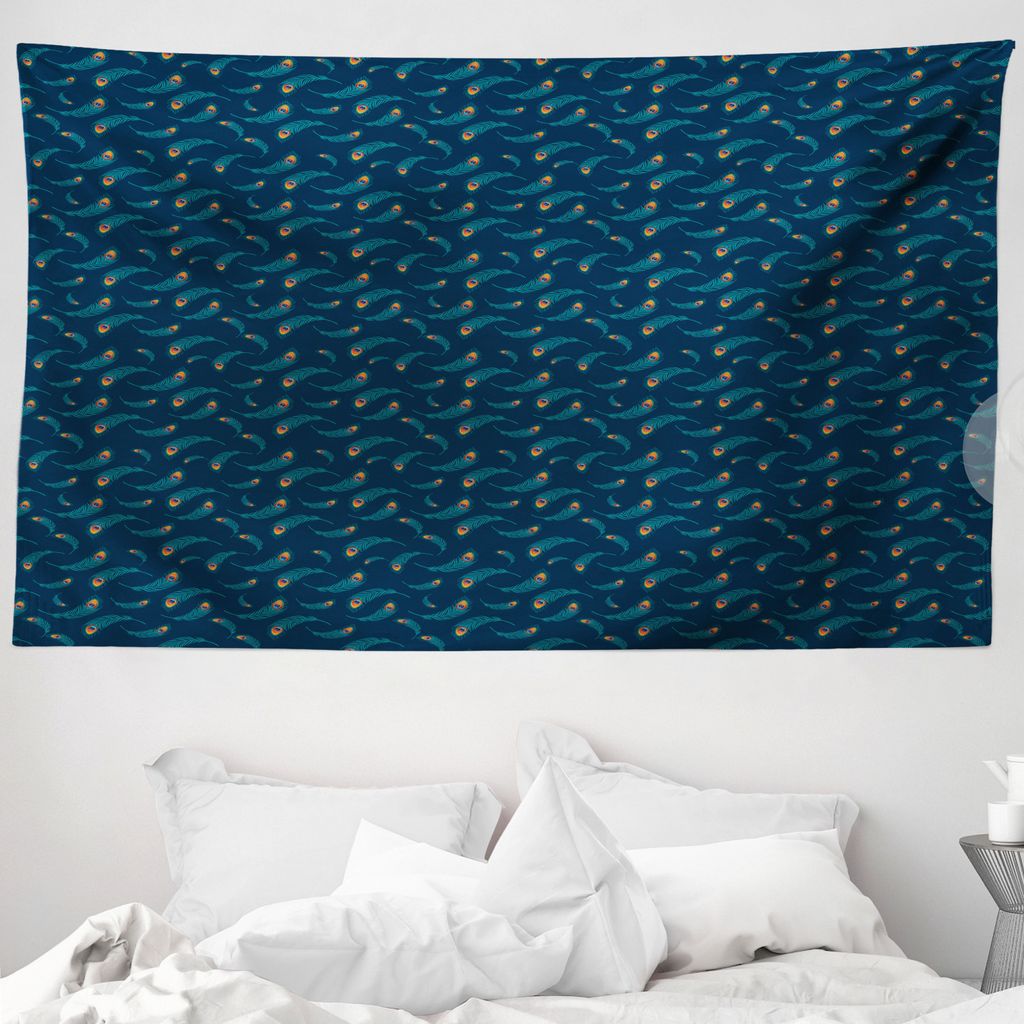 ABAKUHAUS Pfau Wandteppich, Bohemian Schwimmdock Federn aus Weiches Mikrofaser Stoff Waschbar ohne Verblassen Digitaldruck, 230 x 140 cm, Mehrfarbig