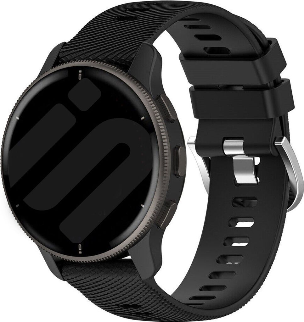 Strap-it Smartwatch-Silikonarmband – geeignet für Garmin Vivoactive 4 (45 mm) / Venu 2 / Venu 3 / Forerunner 255 / Forerunner 265 – Schwarz