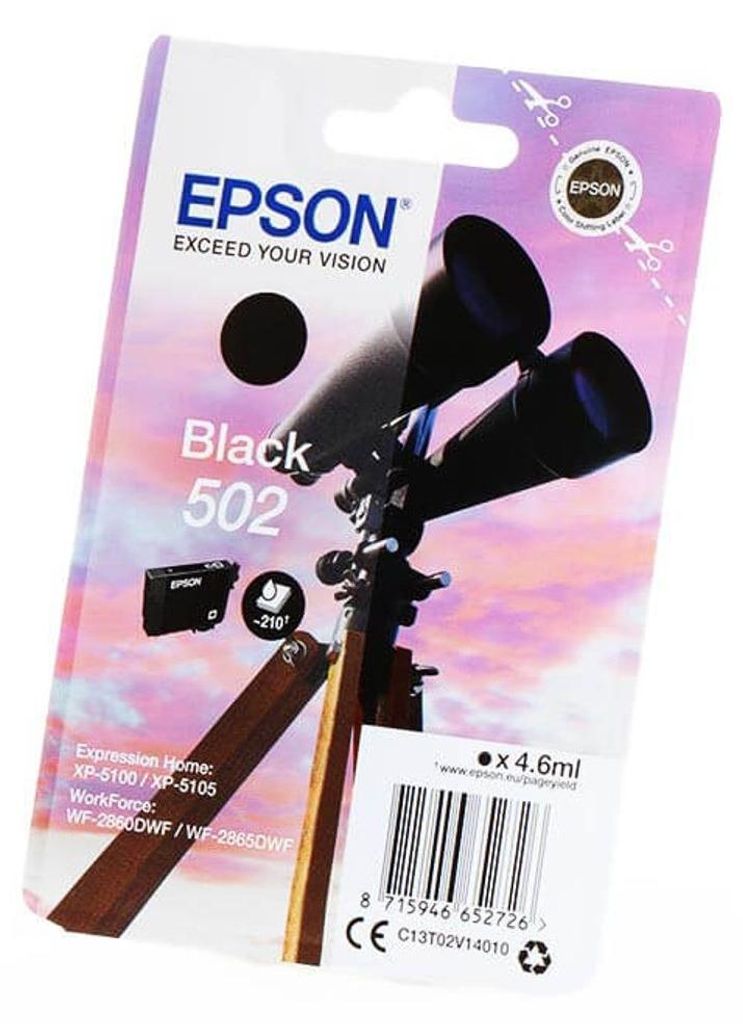 Epson Singlepack Black 502 Ink, Standardertrag, Schwarz, Produktbild 