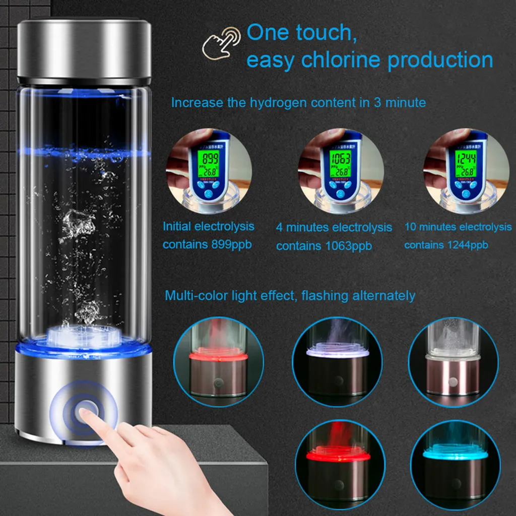 Bouteille d'eau à hydrogène contre la fatigue cellulaire 450ml SPE PEM