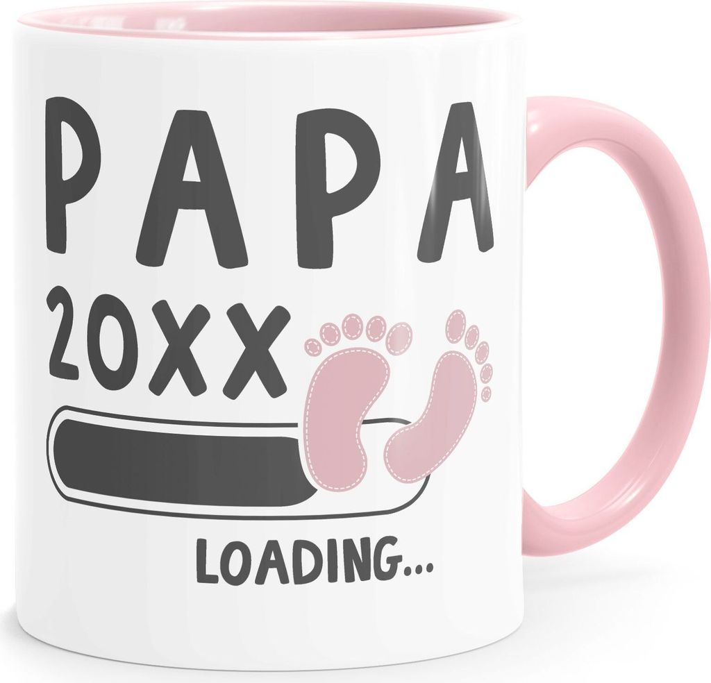 Kaffee-Tasse Papa Jahreszahl loading Geschenk-Tasse für werdenden Papa Schwangerschaft Geburt Baby Tee-Tasse MoonWorks rosa anpassbar