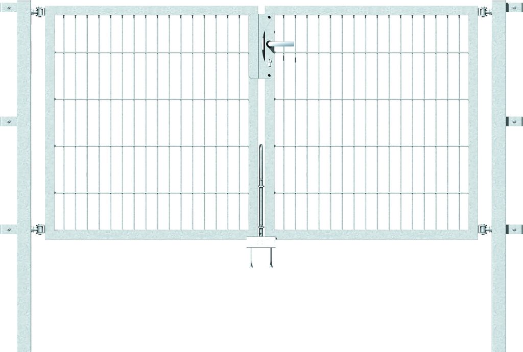 Alberts Doppeltor Flexo mit Zubehör, zum Einbetonieren, feuerverzinkt, Breite 200 cm, Höhe 100 cm