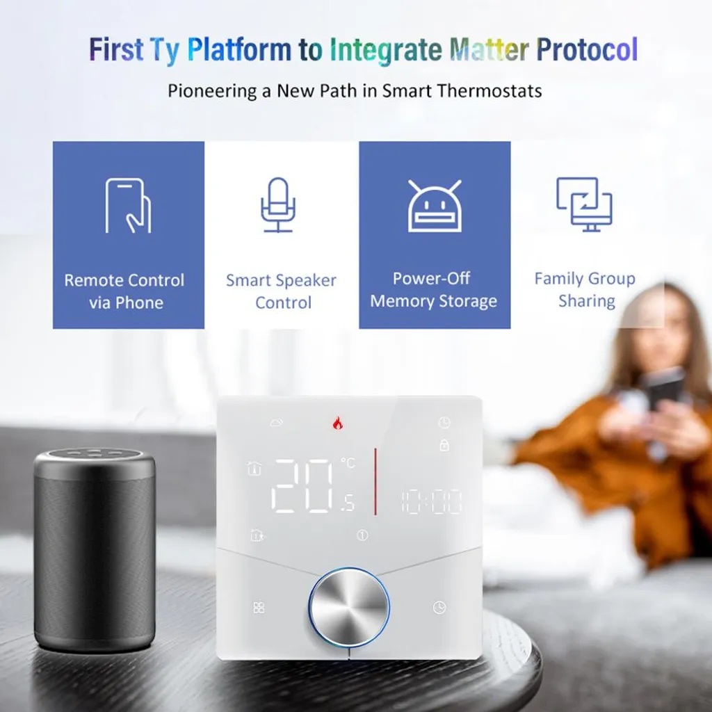 Thermostat sans fil programmable 7x6 avec écran tactile LED blanc