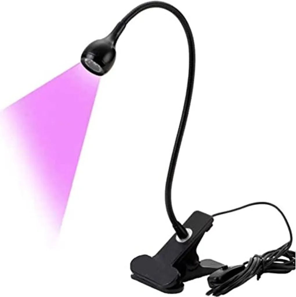 Lampada UV per unghie in gel, leggera da scrivania, flessibile a collo d'oca a LED, mini clip portatile per unghie, lampada rotante da 3 W 395 nm con asciugatura a cl..