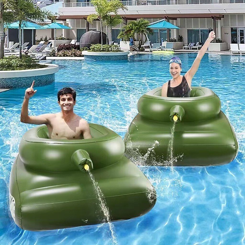 Aufblasbarer Pool Float - Tank Water Battle Toy Pool Party - Wasserstrahlen bis zu 3,5m (50ft) entfernt-Adult version + electric pump