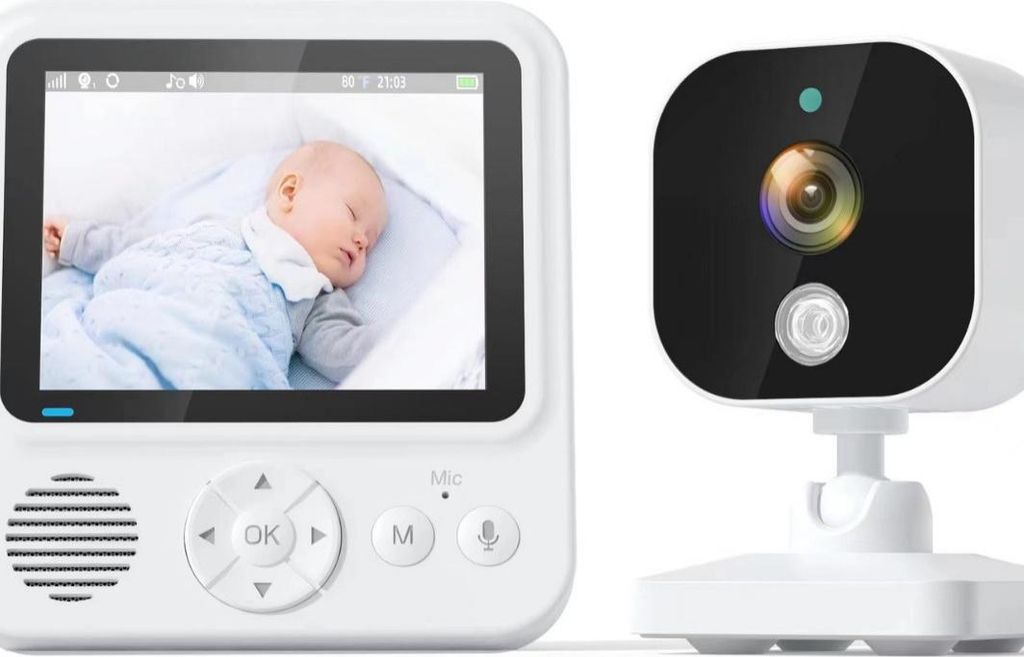 AIORBER Babyphone mit Kamera, 2,8" Farbdisplay, Temperaturüberwachung, Gegensprechfunktion, VOX, Nachtsicht, Wecker, Weiß