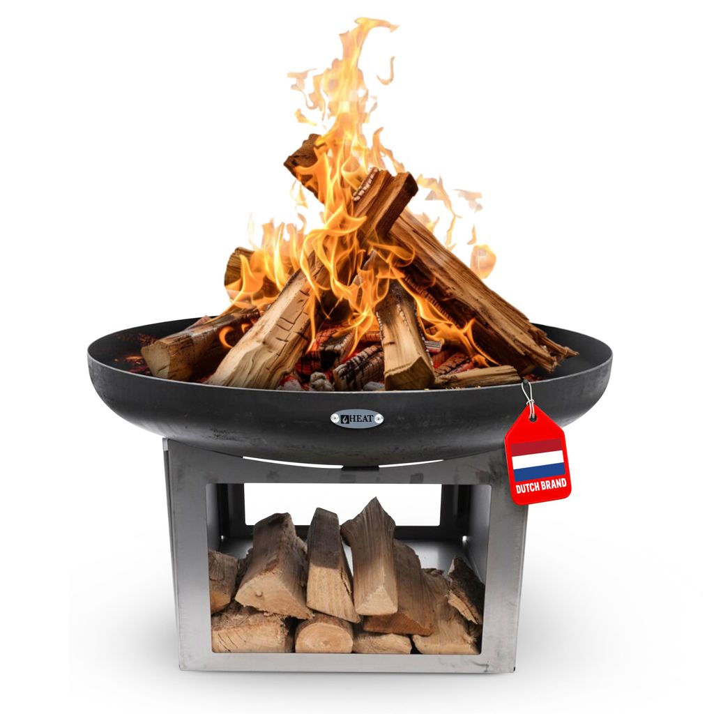 HEAT Feuerschale Fresvik Ø80 cm mit Holzlagerung
