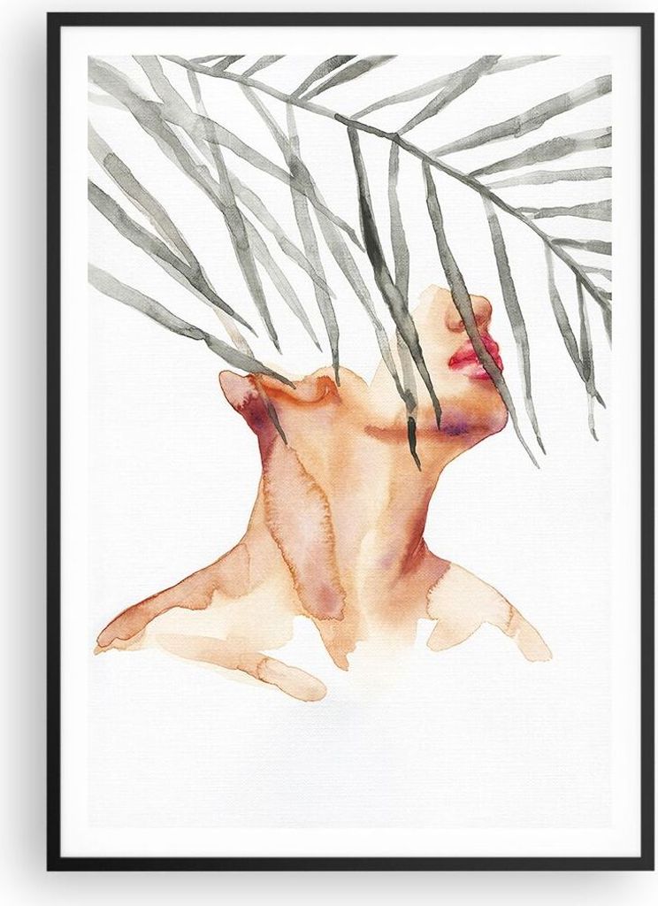 Gerahmtes Poster - Schwarzer Rahmen - Gesicht Körper Mann - 70x100 cm - Wand Bild - Wanddeko - Wandbilder - Kunstposter - Wandposter - Bilderrahme...