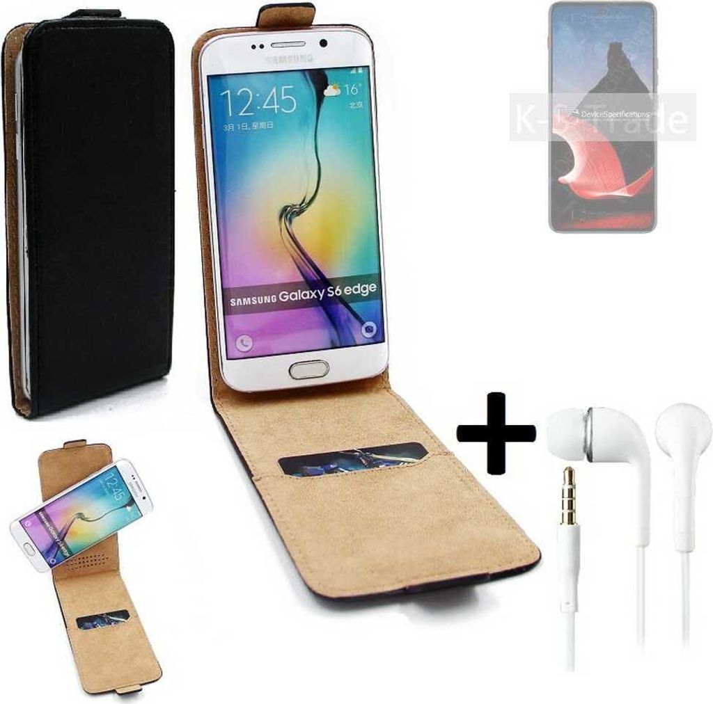 K-S-Trade Handyhülle + Kopfhörer kompatibel mit Motorola ThinkPhone 360° Flipstyle Schutzhülle Smartphone Tasche Case Flip cover schwarz 1x