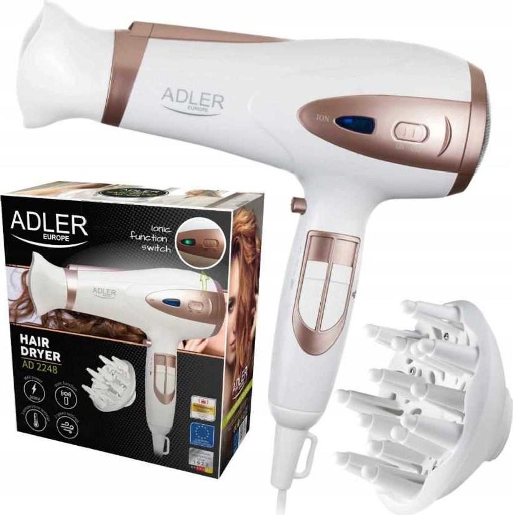 Fén na vlasy bílý 2200W ION + difuzér ADLER AD 2248 Obrázek produktu 
