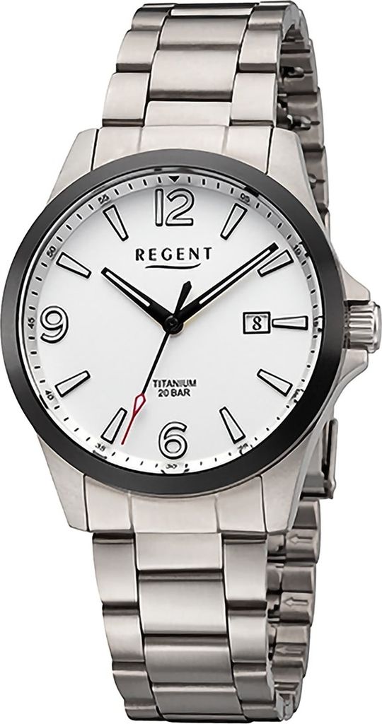 Regent Titan Herren Uhr Armbanduhr Quarz grau Titan-Uhren D2URF1444