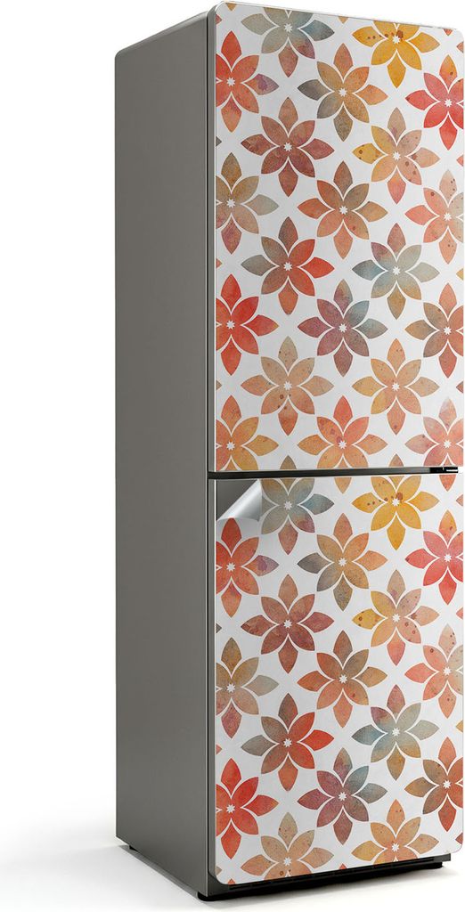 Blumenmuster mit Blättern – Kühlschrank Aufkleber – Klebefolie Kühlschrank – Kühlschrank Nachbildung – Kühlschrankfolie selbstklebend ...