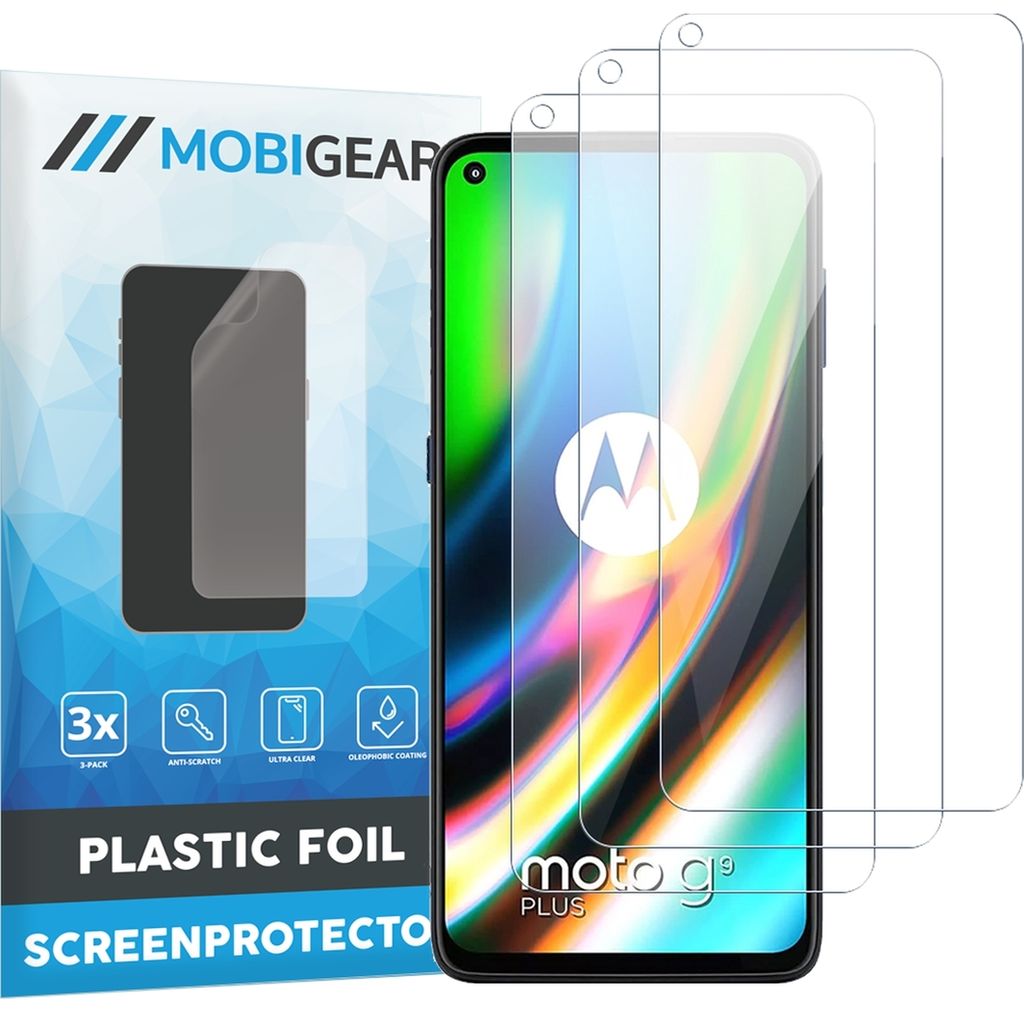 Mobigear Motorola Moto G9 Plus Displayschutz Schutzfolie - Hüllenfreundlich (3er Pack)