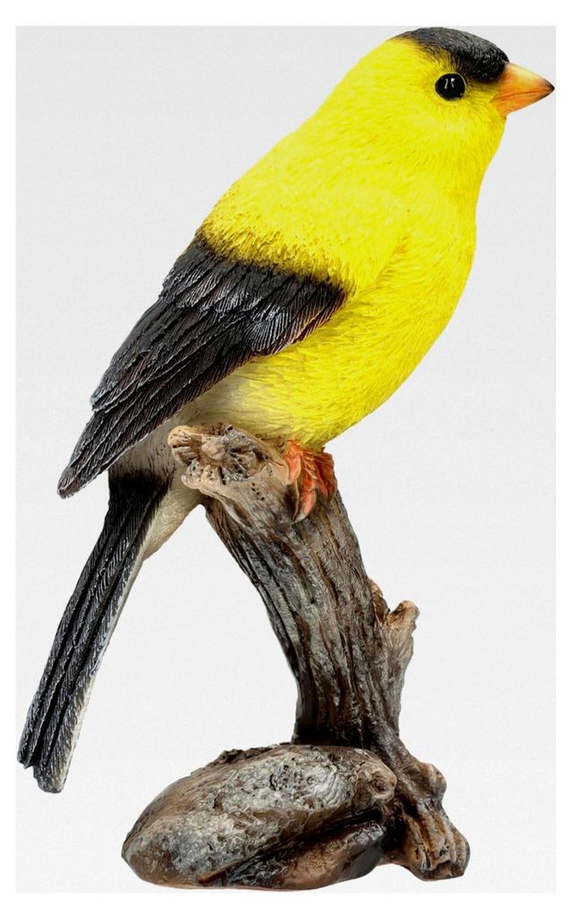 Gartenfigur Vogel – Wetterfeste und handbemalte Kanarienvogel-Figur für Garten, Balkon und Terrasse, Polyresin, 11,5 cm