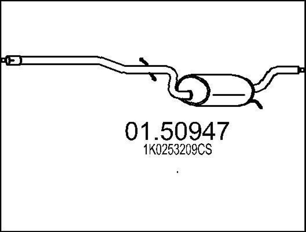 MTS 01.50947 Mittelschalldämpfer Schalldämpfer für SKODA Octavia II Combi (1Z5) OCTAVIA (1Z3)