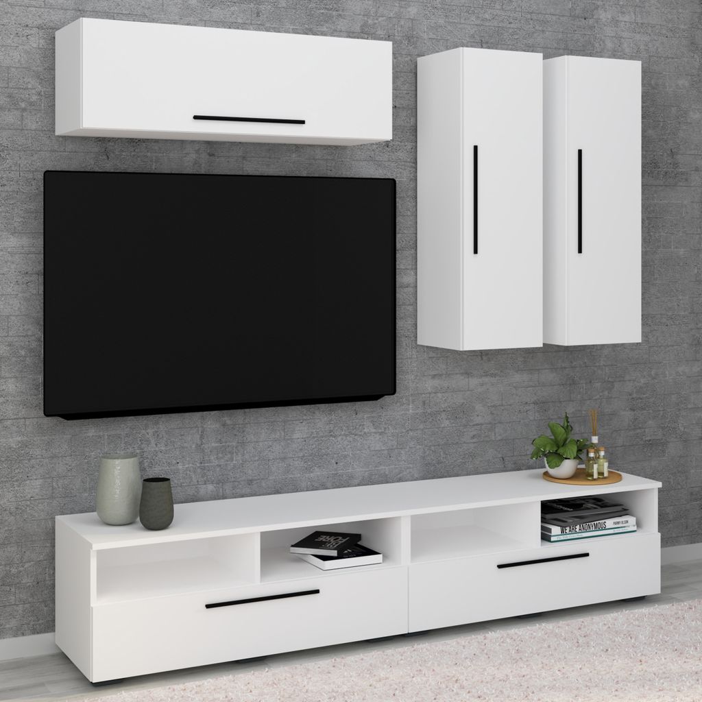 VCM TV Möbel | Wohnwand mit ausreichend Stauraum | Anbauwand | Maße H. 200 x B. 190 x T. 40 cm | Fernseh Möbel – Arila XL