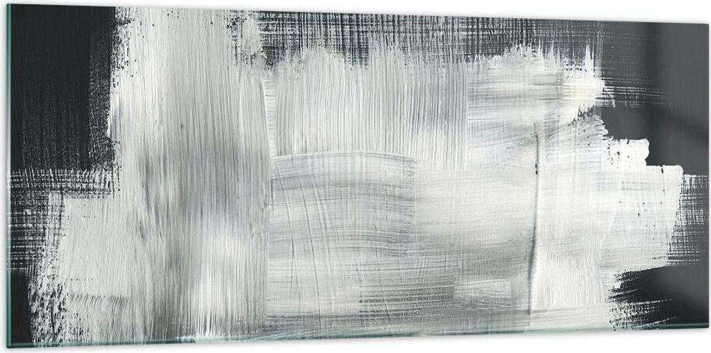 Bilder auf glas - Einteilig - Abstraktion Schwarz Weiß - 120x50cm - Glasbilder - Wandbilder - Bilder - zum Aufhängen bereit - Wanddekoration aus ...