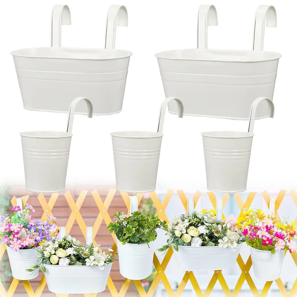Pot de fleurs suspendu anti-stagnation pour balustrade et fenêtre - 5p