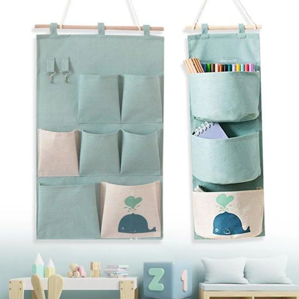 Lot de 2 pochettes de rangement murales en tissu pour entrée et vestiaire