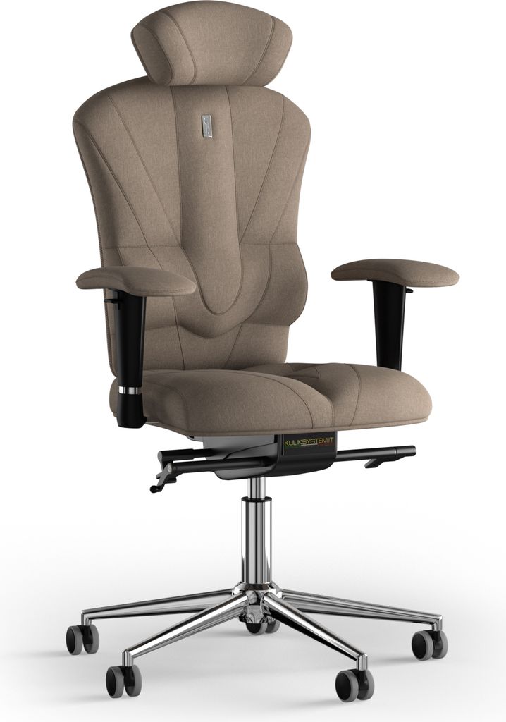 KULIK SYSTEM Victory – Schreibtischstuhl für Büro und Zuhause mit patentierter ergonomisch geformter Rückenlehne und Sitzkissen. Textil (Azur ...