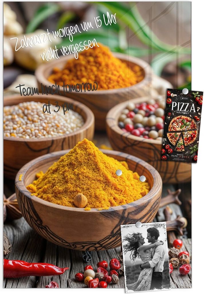 Magnettafel 40x60cm Pinnwand Whiteboard beschreibbar - Gewürze in Schalen