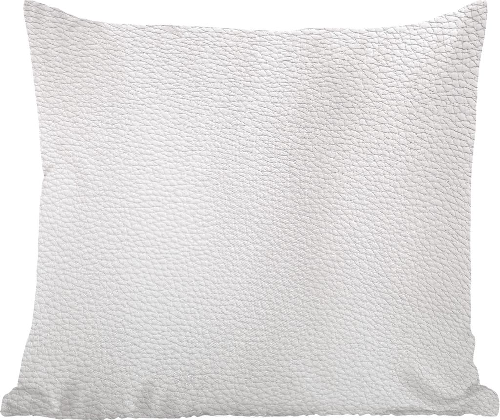 MuchoWow Zierkissen Sofakissen Wohnzimmer Dekokissen 40x40 cm Leder - Strukturiert - Leder-Optik - Weiß - Foto Kissen - Schlafzimmer Dekoration