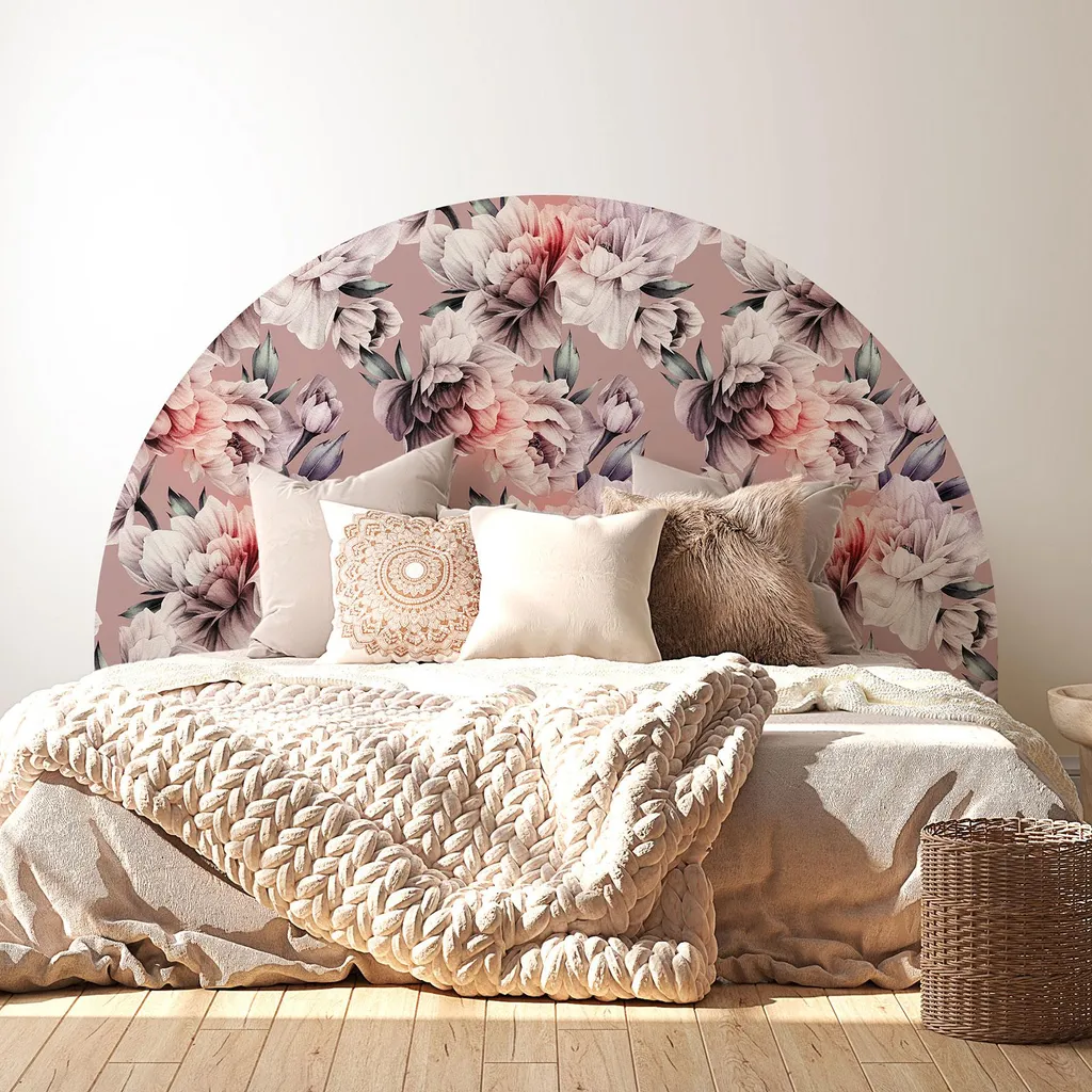 Habiller un Mur de Chambre avec une Tête de Lit Fleurs Adhésive 120 cm