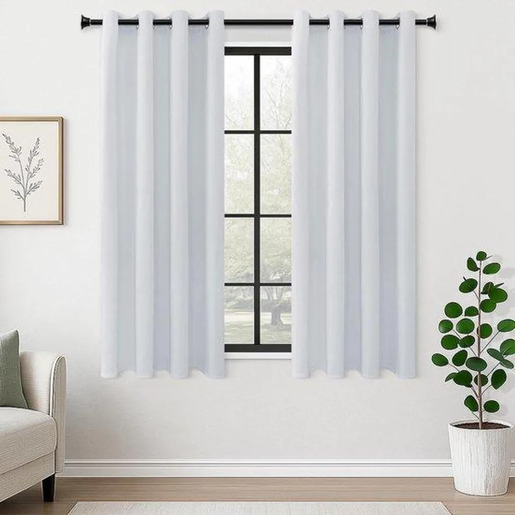 Kit 2 Stores Thermiques Gris Clair 140x160 cm Occultation 63% pour Chambre