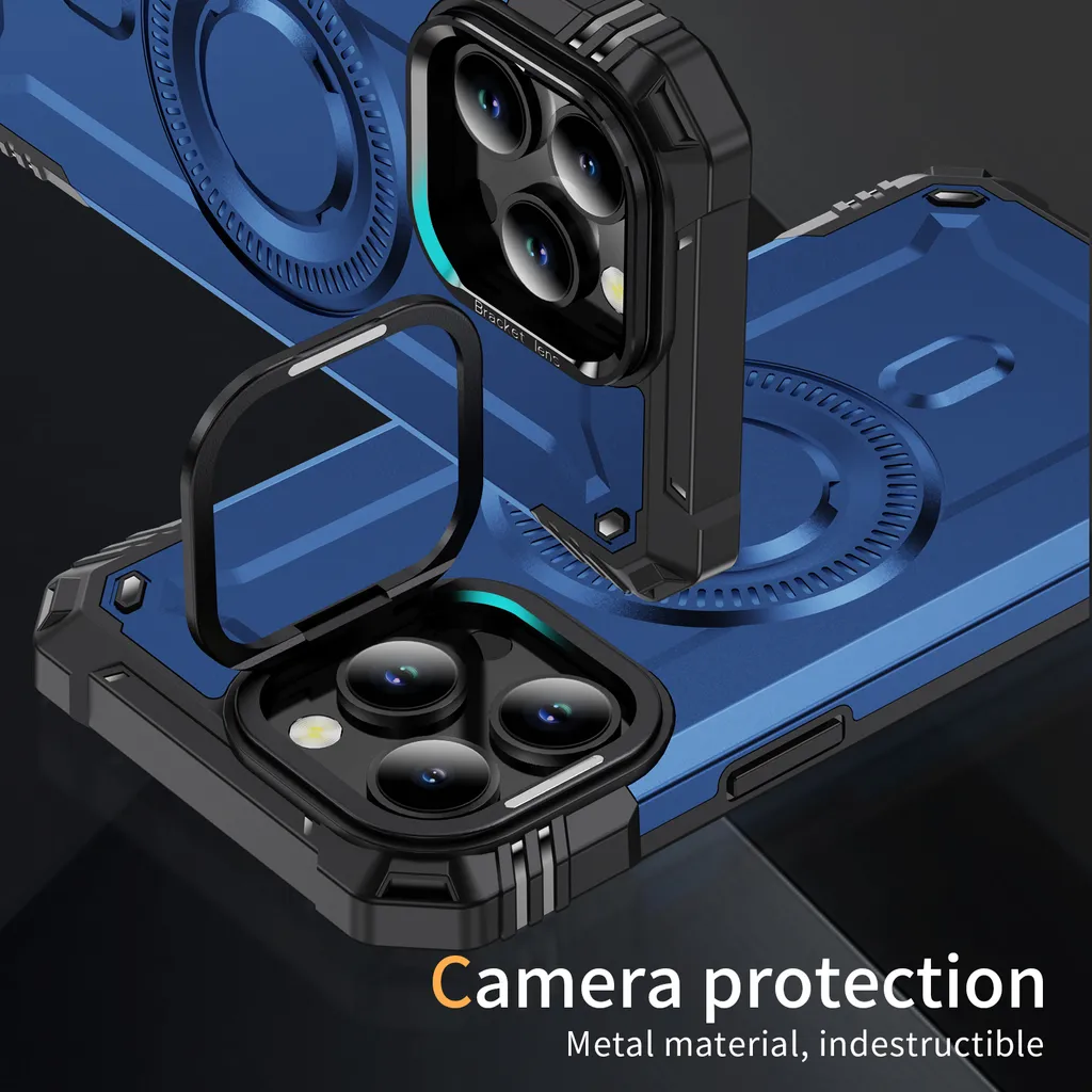 Cover Professionale iPhone 15 Pro Max Blu con Anello Magnetico - 6