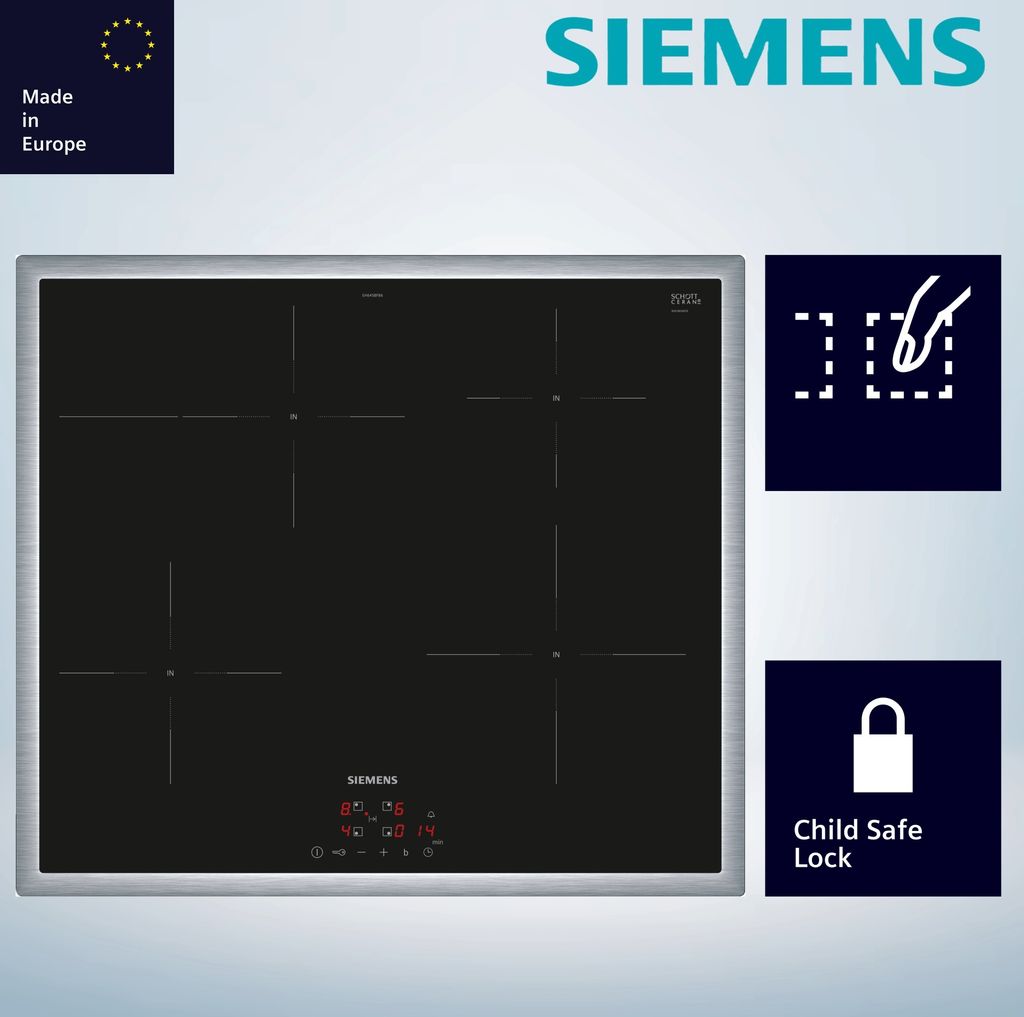 Siemens EH645BFB6E Płyta indukcyjna płaska, szeroka rama Zdjęcie produktu 