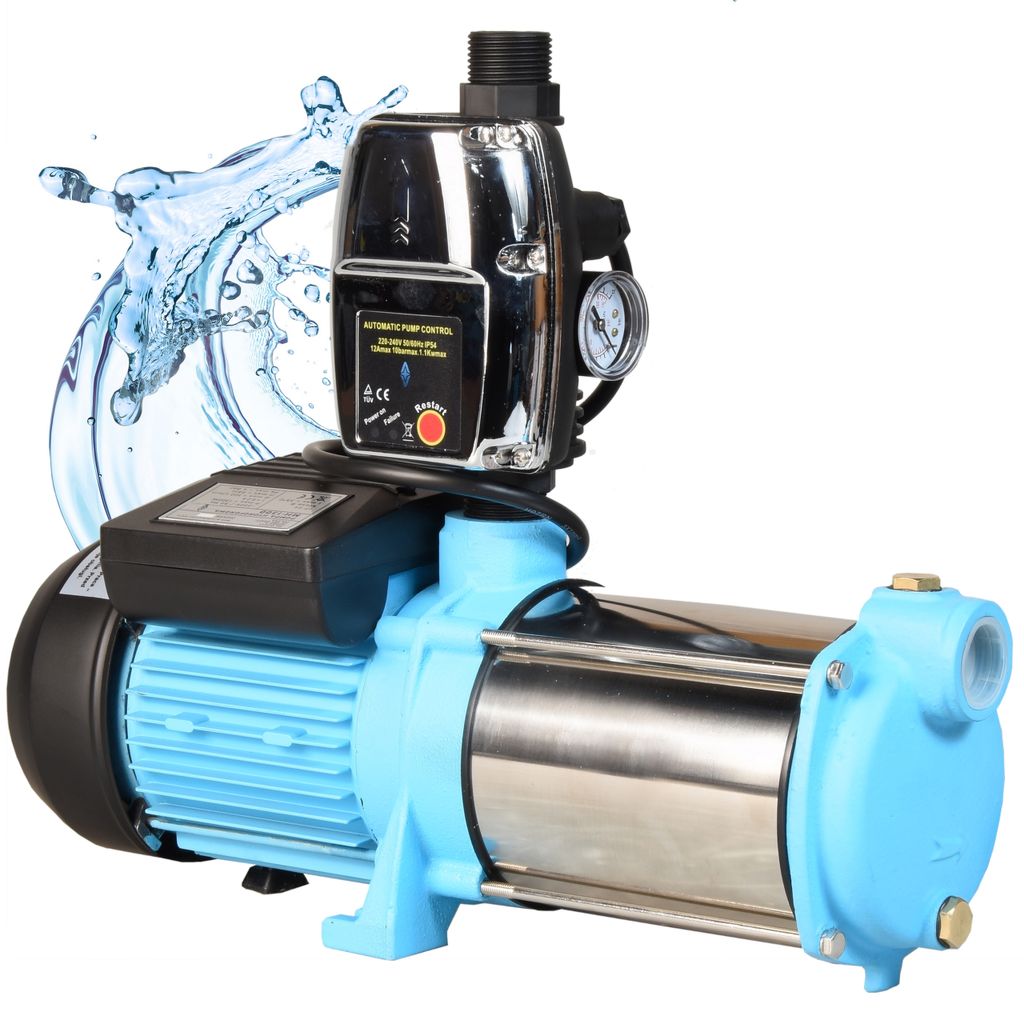 Wasserpumpe MH 1300 (5520l/h, 1300W, max. Förderhöhe 55m) mit Elektronische Druckschalter CSK 5 - für Bewässerung - Pumpensteuerung Trockenlauf...