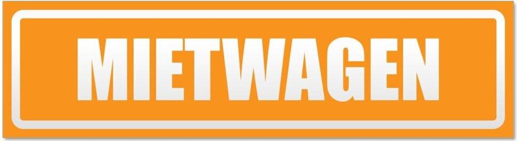 Kiwistar Mietwagen invertiert Magnetschild Schild magnetisch - 45cm Orange - Magnetfolie für Auto PKW Kfz
