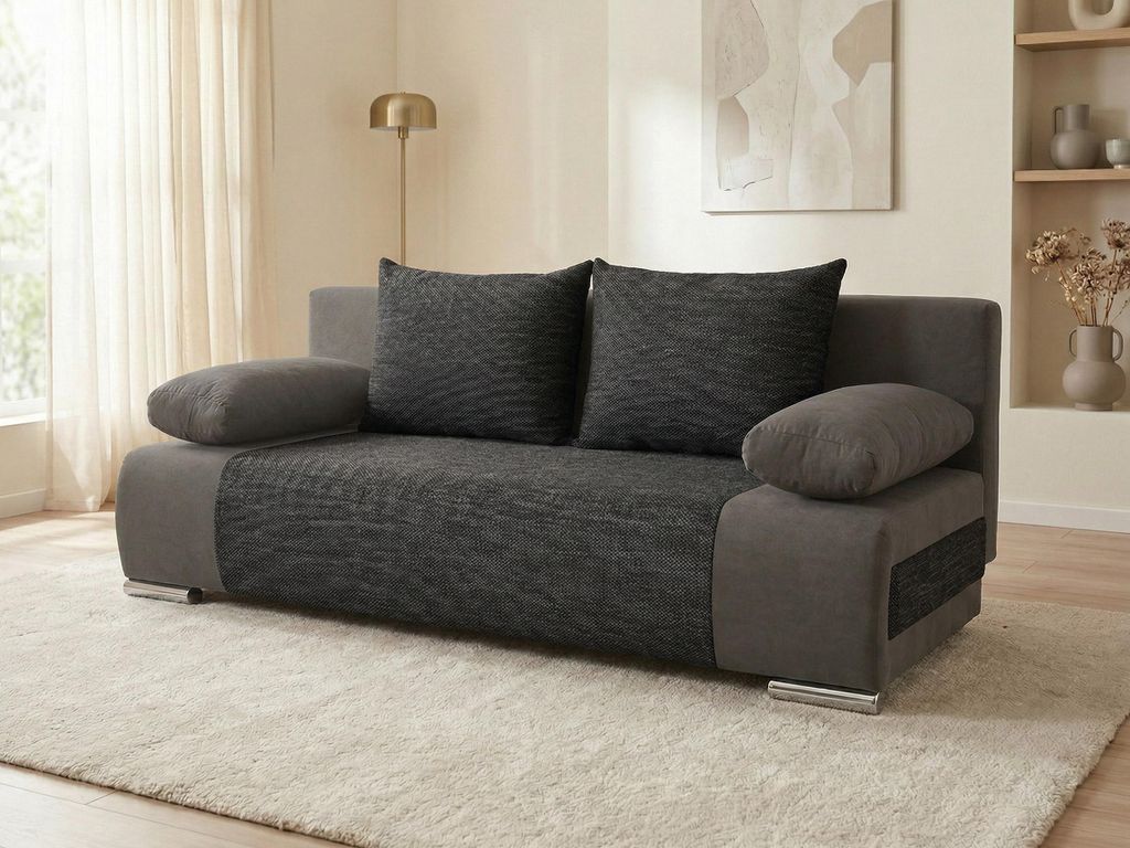 Schlafsofa Naki - Sofa mit Schlaffunktion und Bettkasten, Produktbild 