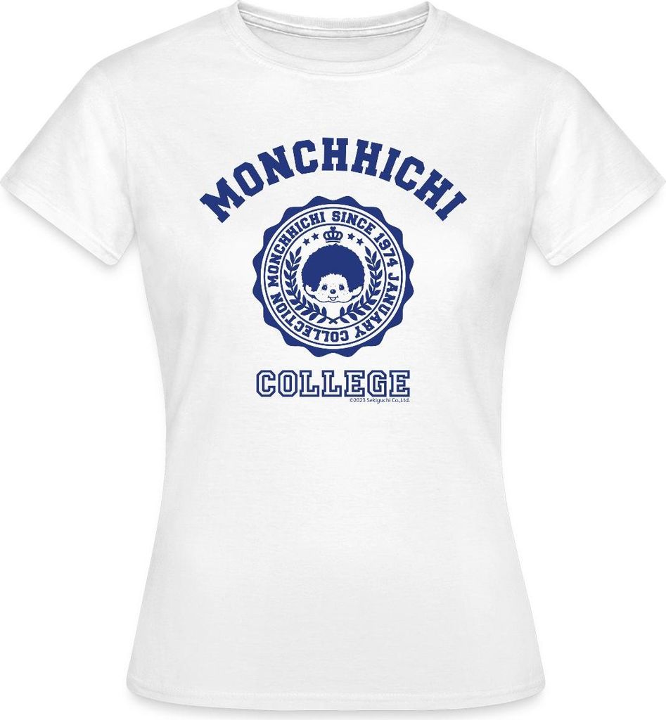 Spreadshirt Monchhichi College Blau Schule Frauen T-Shirt, XL, Weiß