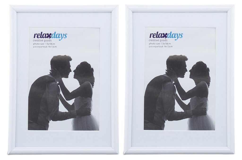 Relaxdays Bilderrahmen 2er Set, 13x18 cm, Passepartout 9x13 Produktbild 