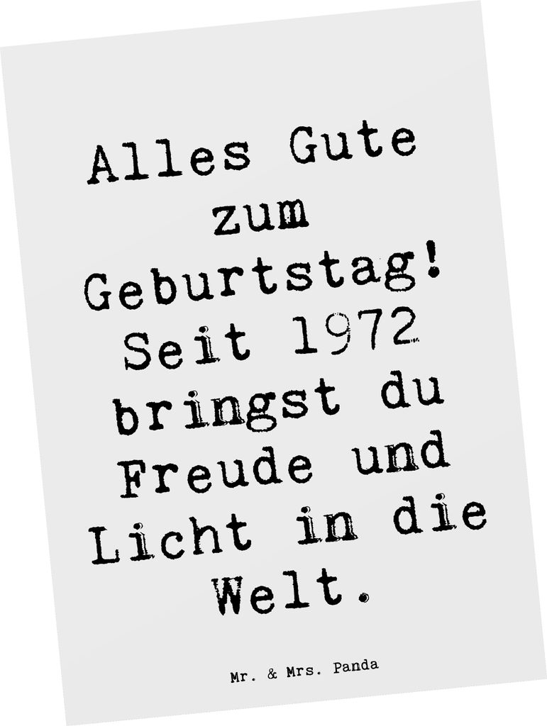 Mr. & Mrs. Panda Postkarte Spruch 1972 Geburtstag Freude - Produktbild 