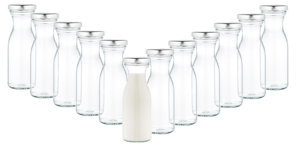 zestaw 12 butelek na mleko 250 ml z odkręcaną pokrywką TO53 Zdjęcie produktu 
