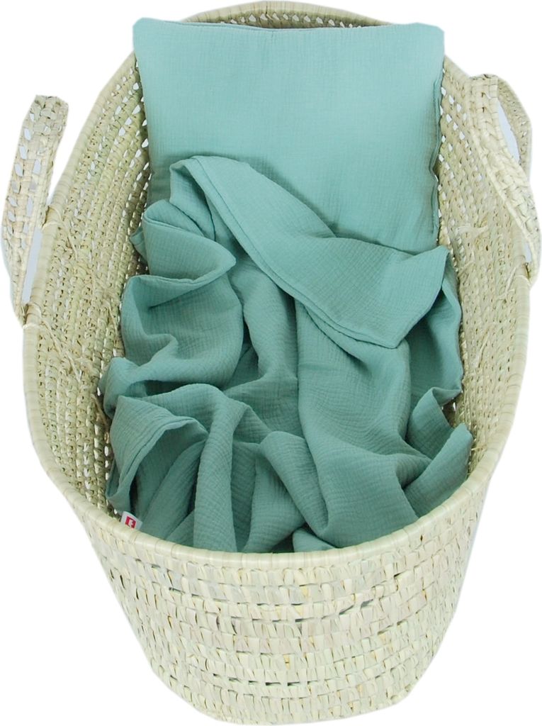 BabyLux Musselin Decke 75 x 100 cm + Kissen für Kinderwagen Wiege Babybett KM5 - Minze