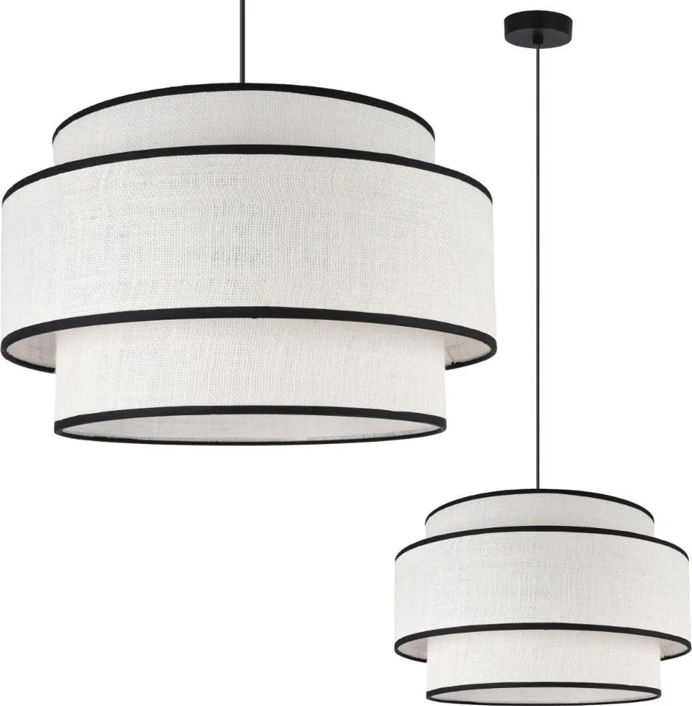 Suspension Juta Trio 45cm E27 blanc-noir : éclairage doux et sans reflets