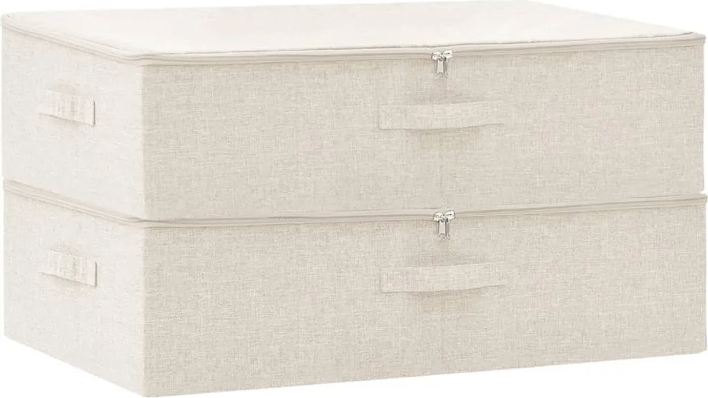 Boîtes de rangement grand format 70 cm en tissu crème respirant x2