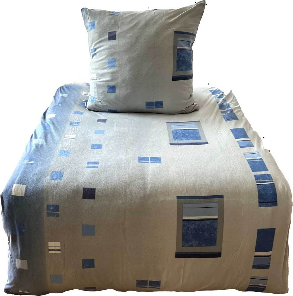 aboutyourhome bettwäsche Fleece Bettwäsche Winter Karos Blau Grau 135x200 80x80, 2tlg.