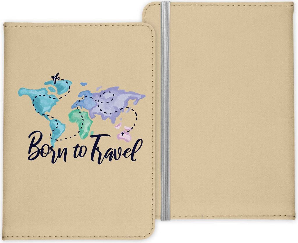 22Feels Reisepasshülle Organizer Reisen Gadgets Born To Travel Weltkarte Urlaub Kunst-Leder Etui Cover Frauen Männer Kinder