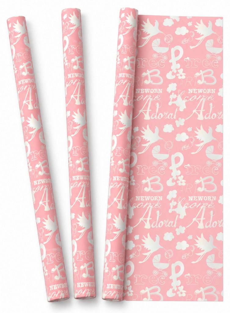 Benza Geschenkpapier für die Geburt eines Mädchens – 200 x Produktbild 