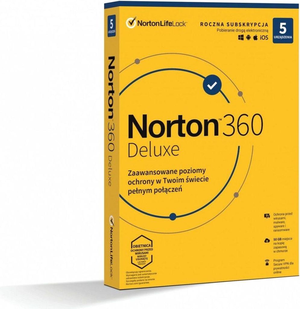 Norton 360 Deluxe ochrona dla 5 urządzeń na 12 miesięcy