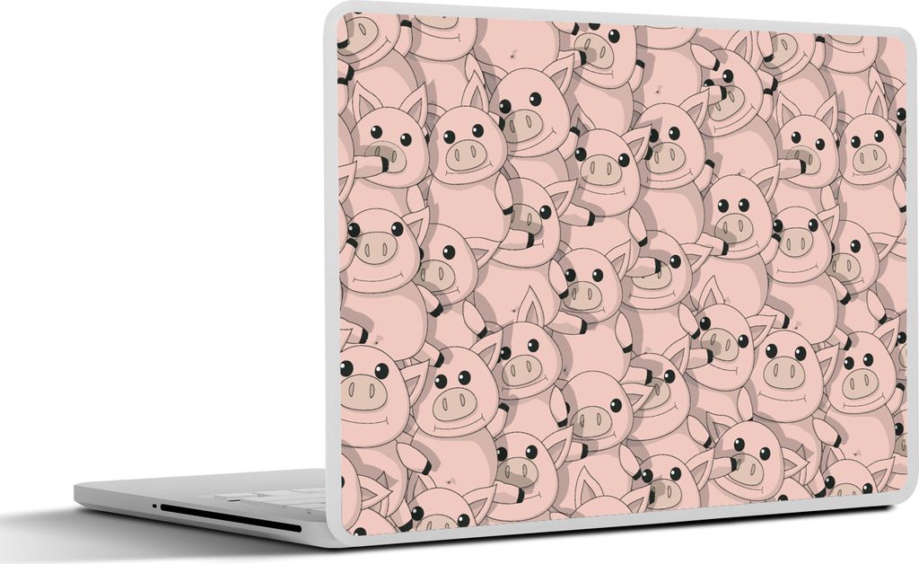 MuchoWow Laptop Aufkleber Sticker Cover Schweine - Tiere - Rosa - Muster 40x30 cm - Laptop Dekoration - Selbstklebend