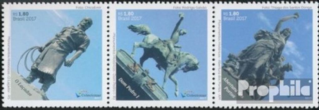 Briefmarken Brasilien 2017 Mi 4486-4488 Dreierstreifen (kompl.Ausg.) postfrisch Histor. Monumente