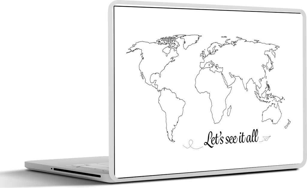 MuchoWow Laptop Aufkleber Sticker Cover Weltkarte - Einfach - Zitat - Kinder - Jungen - Mädchen 30x21 cm - Sticker für Laptop - Selbstklebend