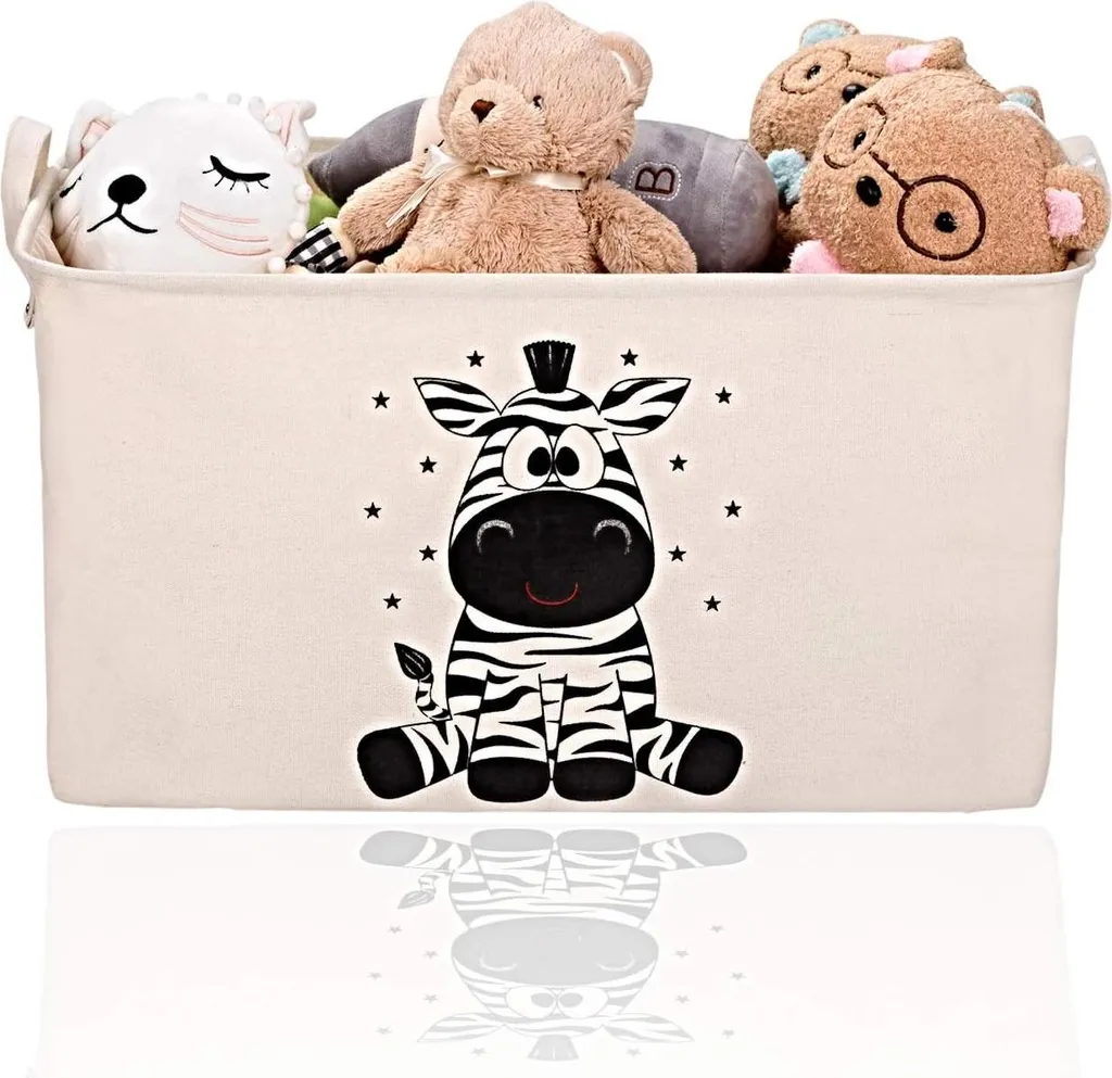 Boîte à jouets rectangulaire pliable avec couvercle en tissu gris foncé