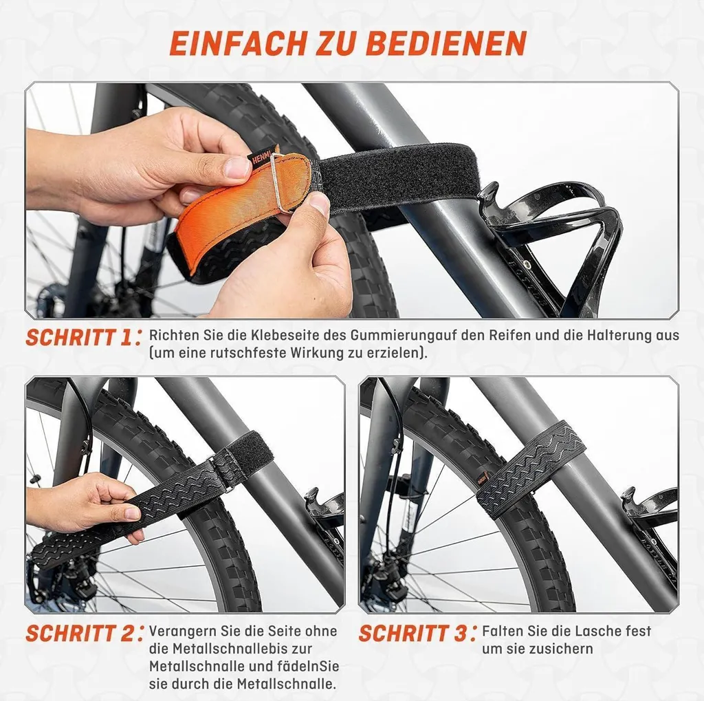 Sangles porte-vélos 70cm à scratch robuste - Fixation rapide réglable x4